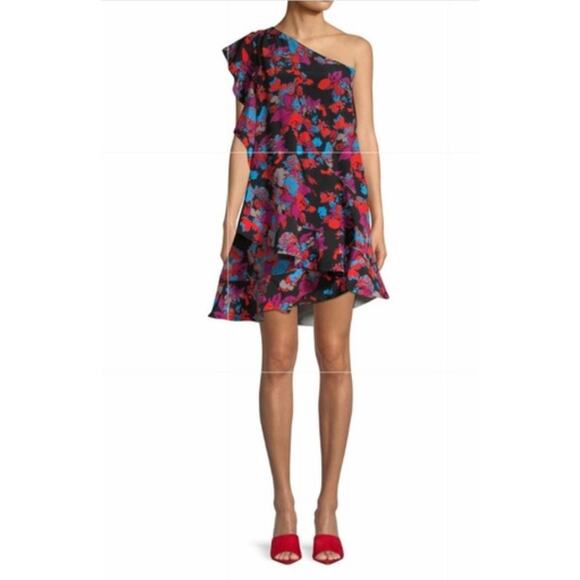 Givenchy Silk Floral One Shoulder Dress Size EU 40 Multicolored - Picture 3 of 11